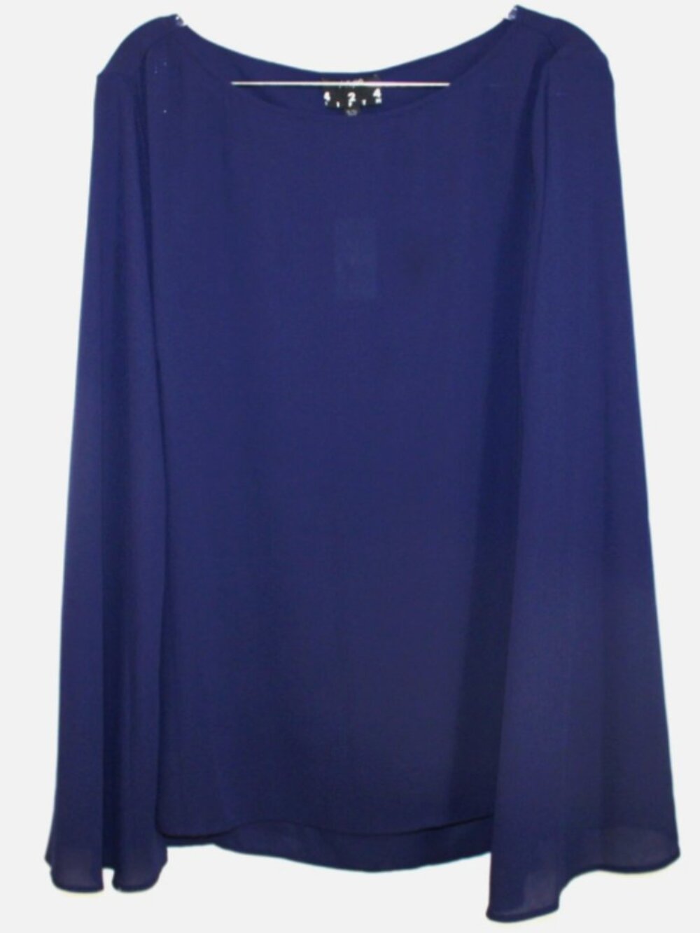 NWT 424 Fifth Lord & Taylor Navy Blue Capelet Blouse XL Formal Chiffon Overlay